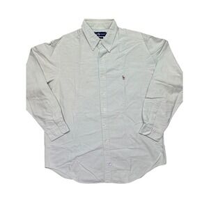 Ralph Lauren Oxford Button Down Shirt Mens 17-34 Sage Green Long Sleeve Cotton